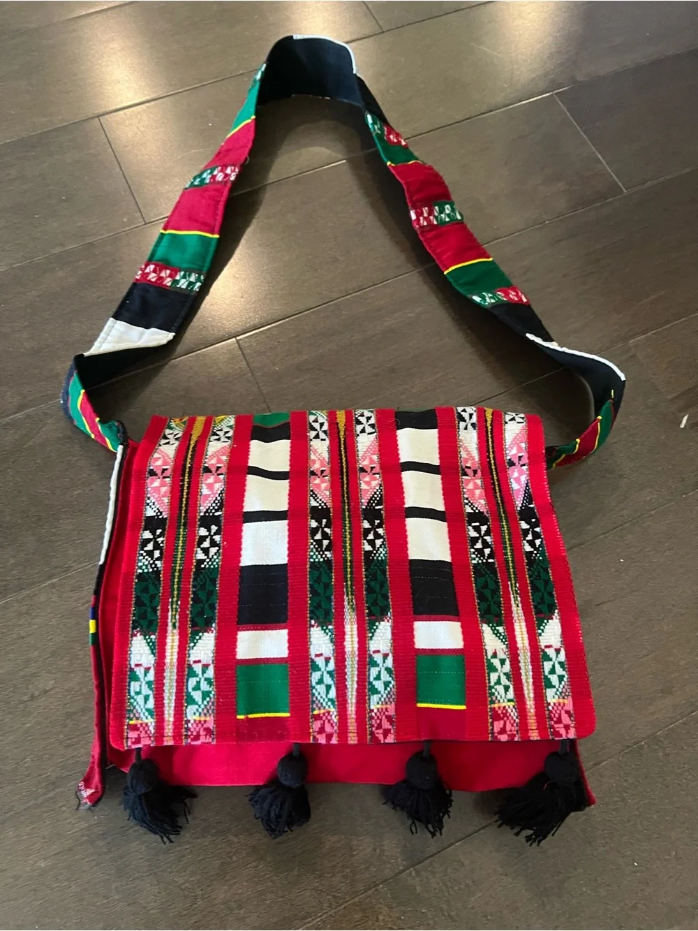 Handwoven Red Ethnic Crossbody Hobo Shoulder Bag